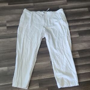Marc Anthony White Linen Chinos with Elastic Waistband Size 40 / 30